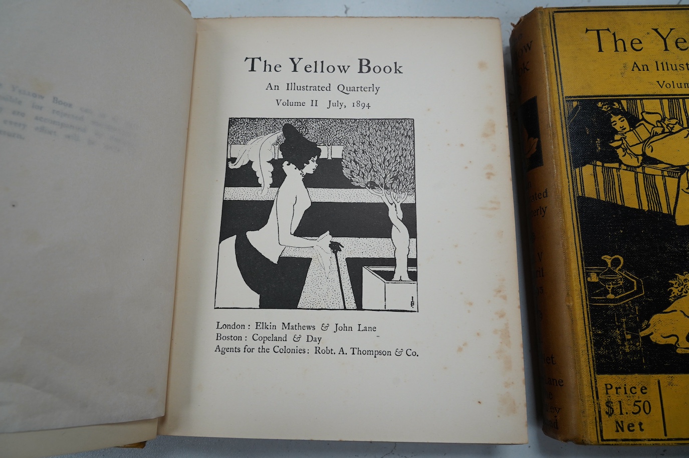 Four volumes of The Yellow Book; I, II, III and IV, pub. John Lane. Condition - fair, some wear and staining, damage to the spines and bindings loose